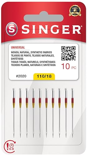 SINGER 10-Pack Universal 2020 Sewing Machine Needles for All Fabric Types
| SINGER 10-Pack Size 110/18 Sewing Machine N