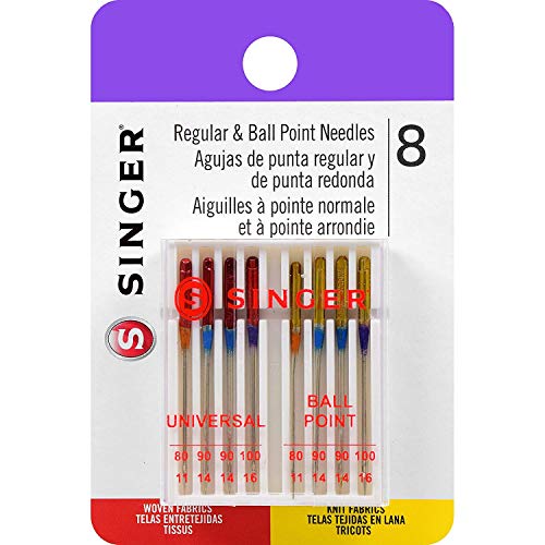 SINGER 04800 8-Count Universal Regular Point and Ball Point Sewing Machine Needle for All Sizes