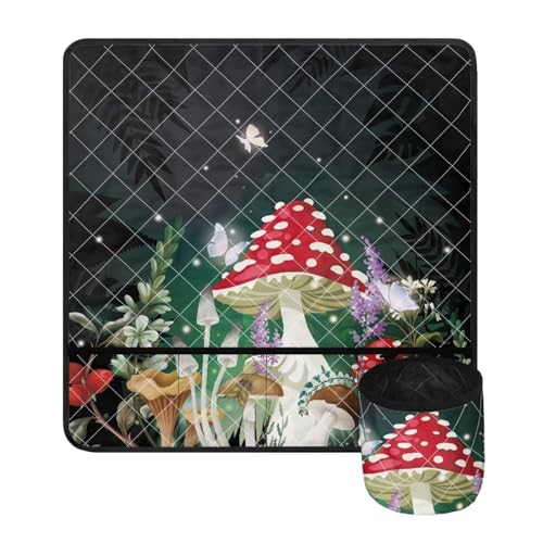 Fantastic Mushroom & Butterfly Sewing Machine Carrying Pad for Table Anti-Stains Organizer for Brother, Singer, Bernina