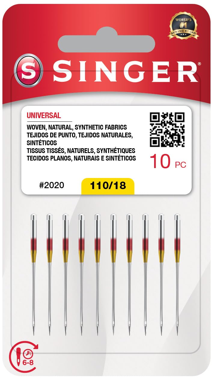 SINGER 10-Pack Universal 2020 Sewing Machine Needles for All Fabric Types
| SINGER 10-Pack Size 110/18 Sewing Machine N